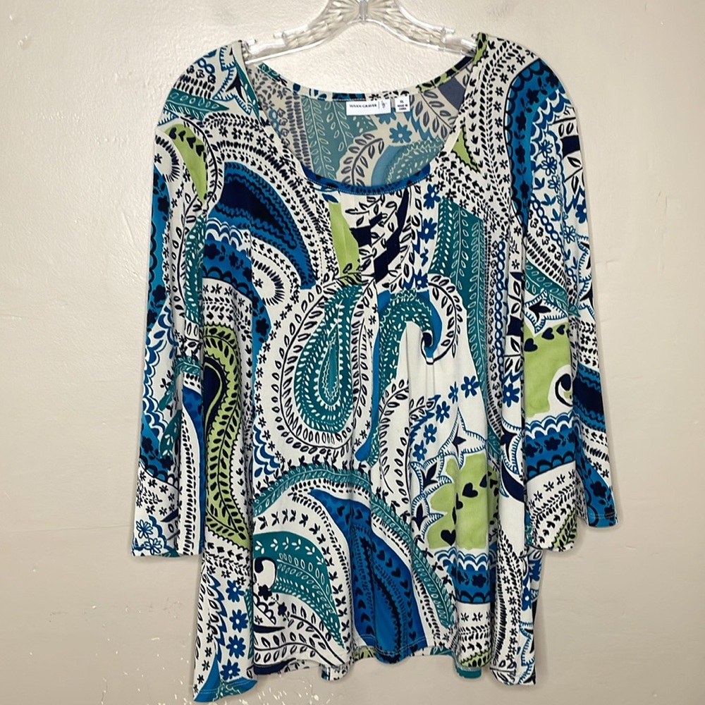 Susan Graver Blue and Green Paisley Tunic